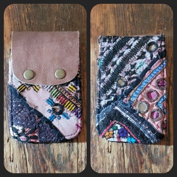 🌎👽 Free People Boho Embroidered Repurposed vtg banjara hippie Wallet card case - Picture 3 of 14